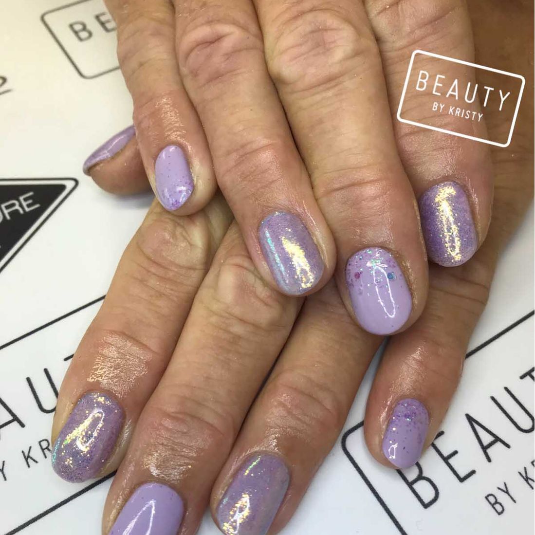 purple glitter nails